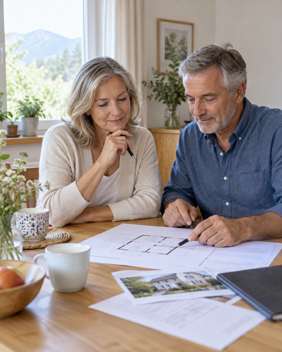 Eigentümer besprechen die Unterlagen zu ihrem Haus
